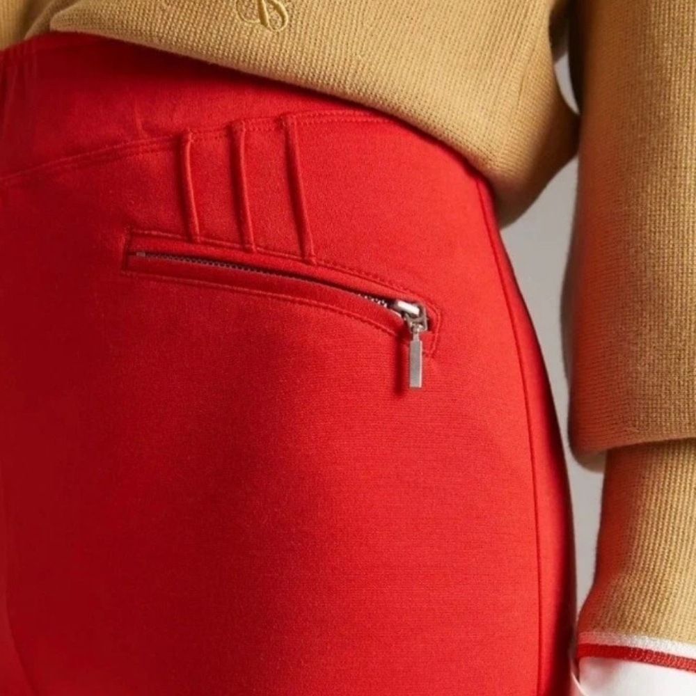 Maeve Anthropologie Red Pullon Split Hem Trouser Pant Size XS - Picture 3 of 6